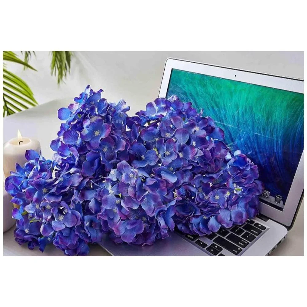 50 pack | Lavender Blue Artificial Hydrangea Flower Purple Silk Wedding Bouquet